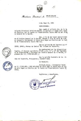 Resolución Directoral N° 46-85-AGN/OA