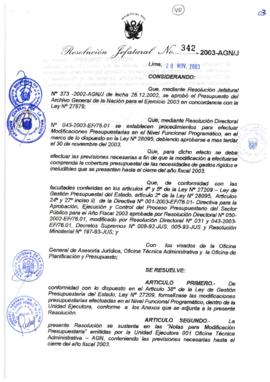 Resolución Jefatural N° 342-2003-AGN/J