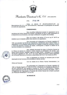 Resolución Directoral N° 038-2016-AGN/OTA