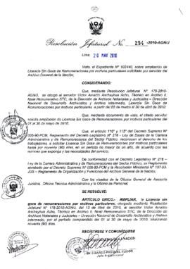 Resolución Jefatural N° 254-2010-AGN/J