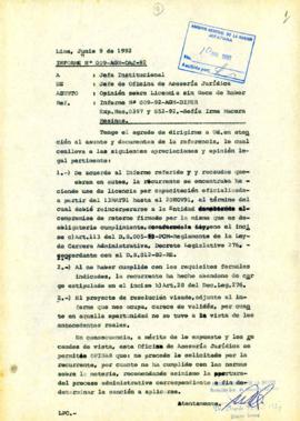 INFORME 009-92-AGN/OAJ