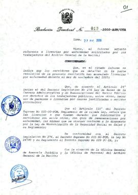 Resolución Directoral N° 019-2000-AGN/OTA