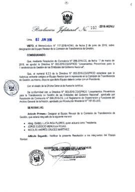 Resolución Jefatural N° 102-2016-AGN/J