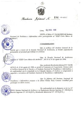 Resolución Jefatural N° 194-1998/AGN/J