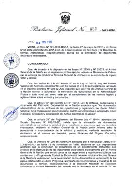 Resolución Jefatural N° 050-2013-AGN/J