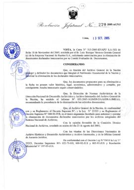 Resolución Jefatural N° 279-2005-AGN/J