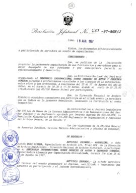 Resolución Jefatural N° 137-1997/AGN/J