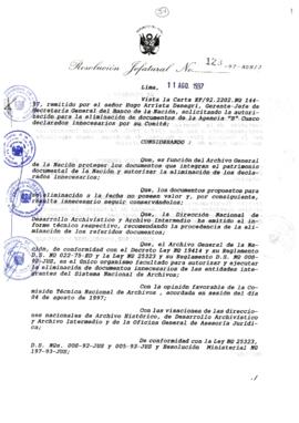Resolución Jefatural N° 123-1997/AGN/J
