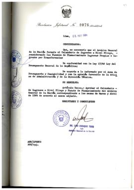 Resolución Jefatural N° 076-1984/AGN/J