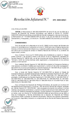 Resolución Jefatural N° 079-2020-AGN/J
