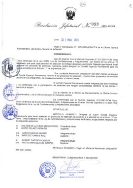 Resolución Jefatural N° 059-2003-AGN/J