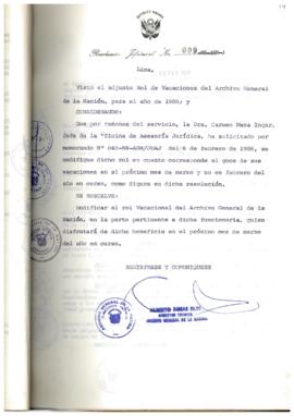 Resolución Jefatural N° 009-1986/AGN/J