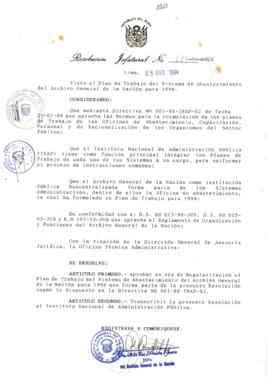 Resolución Jefatural N° 120-1994/AGN/J