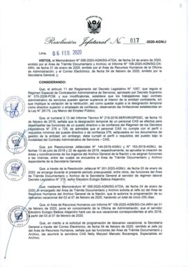 Resolución Jefatural N° 017-2020-AGN/J