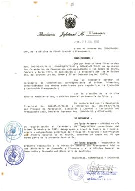 Resolución Jefatural N° 068-1993/AGN/J
