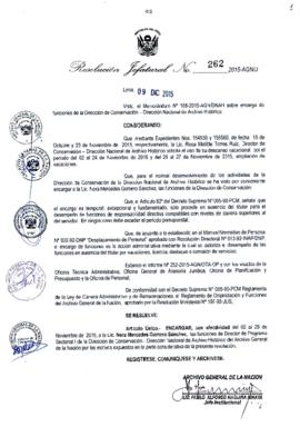 Resolución Jefatural N° 262-2015-AGN/J