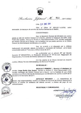 Resolución Jefatural N° 022-2011-AGN/J