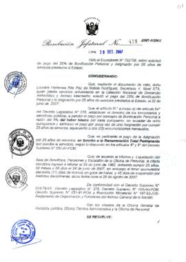 Resolución Jefatural N° 419-2007-AGN/J
