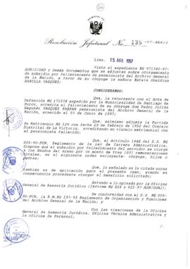 Resolución Jefatural N° 135-1997/AGN/J