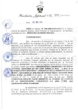Resolución Jefatural N° 172-2000/AGN/J