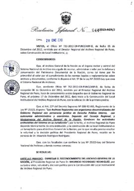 Resolución Jefatural N° 044-2013-AGN/J