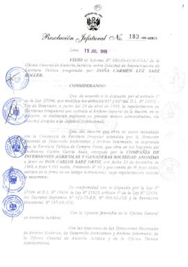 Resolución Jefatural N° 183-1999/AGN/J