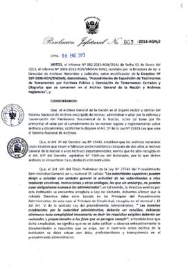 Resolución Jefatural N° 007-2013-AGN/J