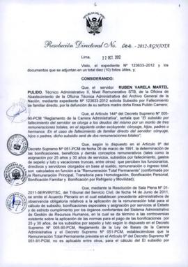 Resolución Directoral N° 062-2012-AGN/OTA