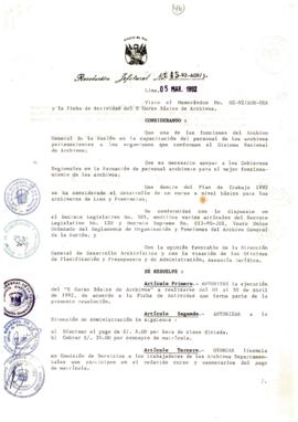 Resolución Jefatural N° 045-1992/AGN/J