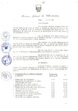 Resolución Jefatural N° 012-1987/AGN/J