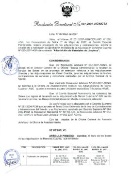 Resolución Directoral N° 027-2007-AGN/OTA