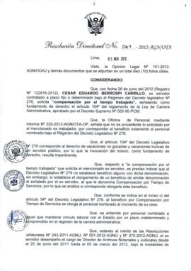 Resolución Directoral N° 067-2012-AGN/OTA