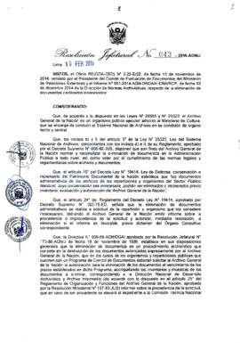 Resolución Jefatural N° 043-2015-AGN/J
