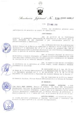 Resolución Jefatural N° 110-2000/AGN/J
