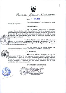 Resolución Jefatural N° 228-2008-AGN/J