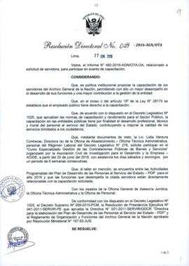 Resolución Directoral N° 024-2016-AGN/OTA