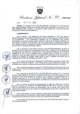 Resolución Jefatural N° 014-2020-AGN/J