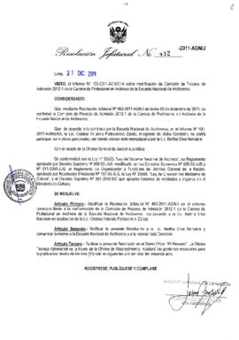 Resolución Jefatural N° 492-2011-AGN/J