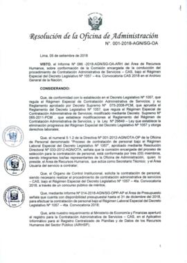 Resolución de la Oficina de Administración N° 001-2018-AGN/SG-OA