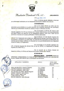 Resolución Directoral N° 017-2002-AGN/OTA