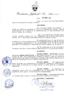 Resolución Jefatural N° 093-1999/AGN/J