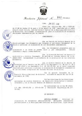 Resolución Jefatural N° 162-1998/AGN/J