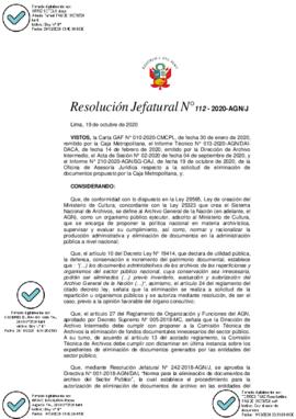 Resolución Jefatural N° 112-2020-AGN/J