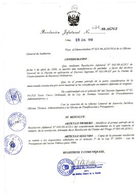 Resolución Jefatural N° 094-1998/AGN/J