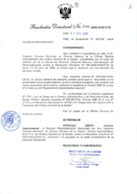 Resolución Directoral N° 049-2005-AGN/OTA