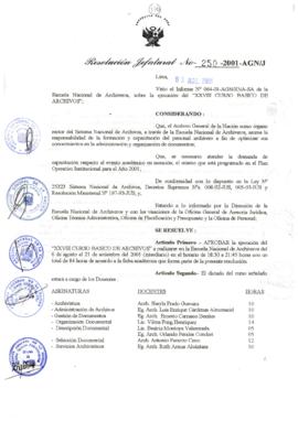 Resolución Jefatural N° 250-2001/AGN/J
