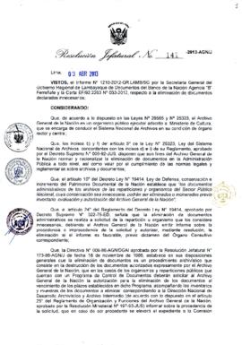 Resolución Jefatural N° 141-2013-AGN/J
