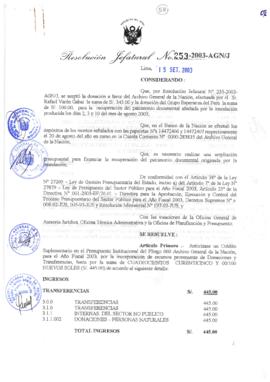 Resolución Jefatural N° 253-2003-AGN/J