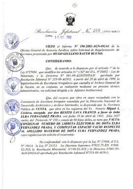 Resolución Jefatural N° 266-2002/AGN/J