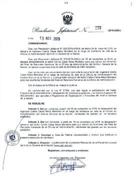 Resolución Jefatural N° 232-2019-AGN/J